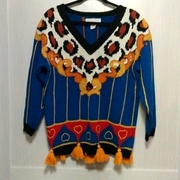 Rebecca Stone sweater sz S color blue red yellow in good condition - Picture 1 of 9